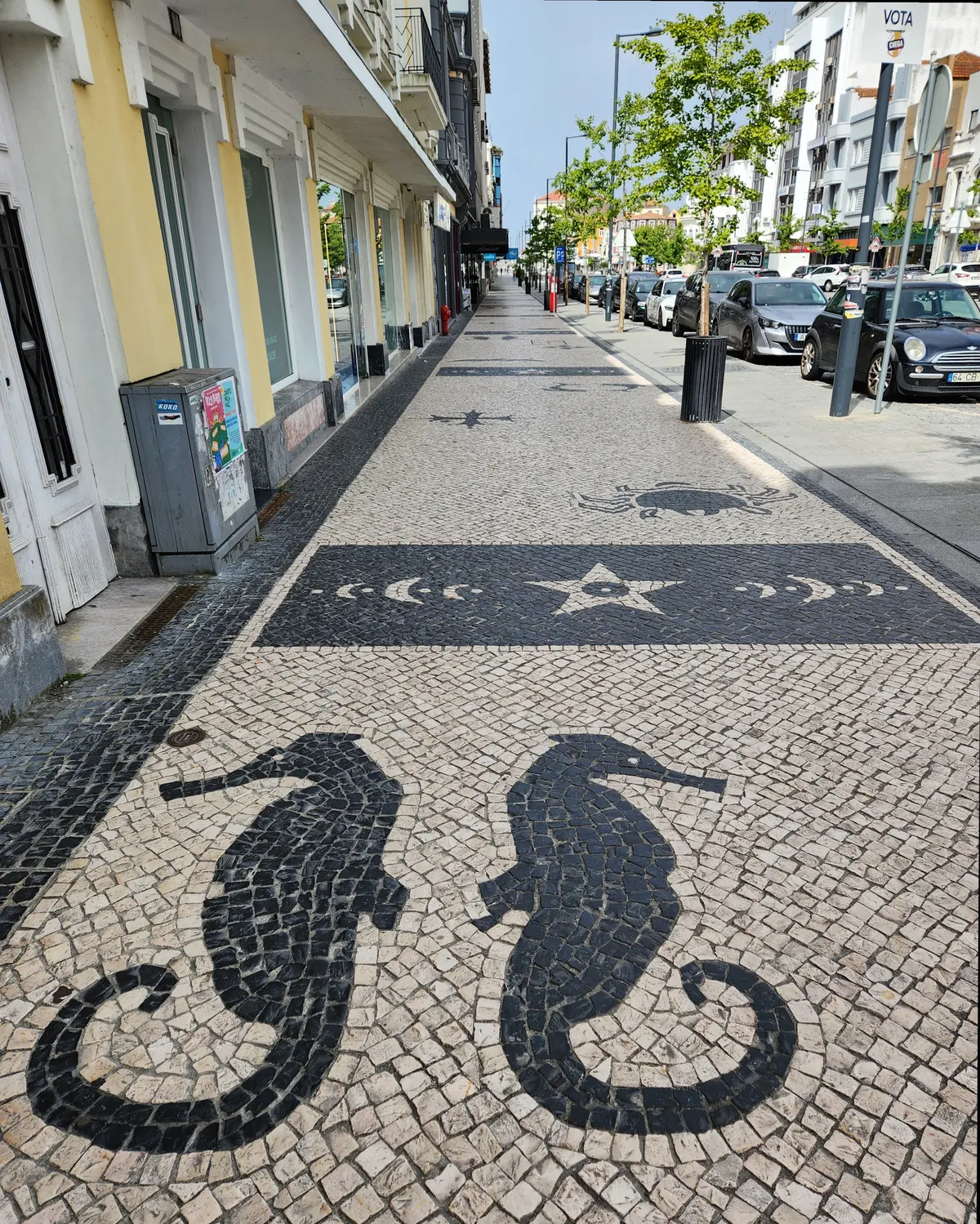 Seahorse patterns in the cobbles in Aveiro