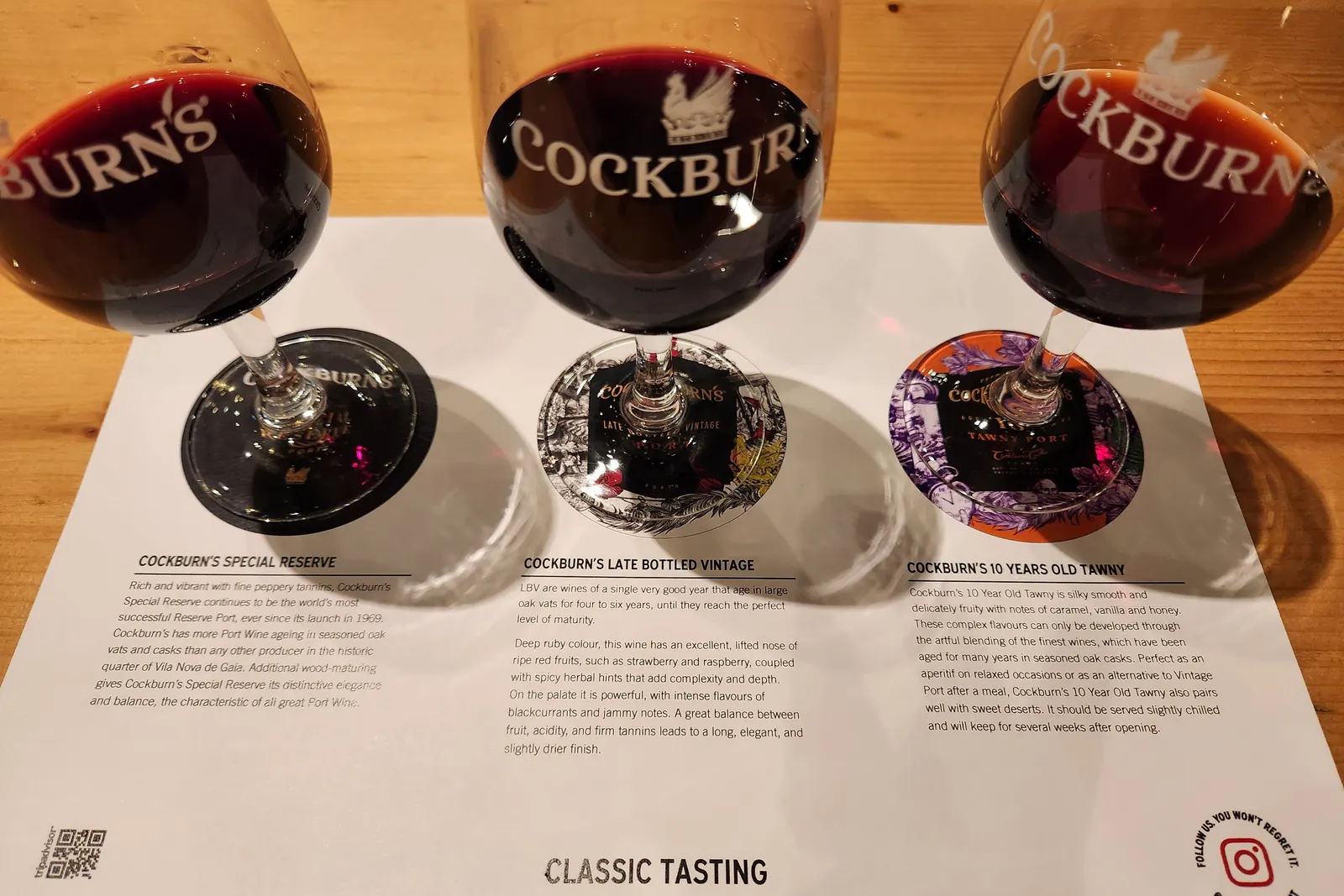 Cockburn’s port tasting selection