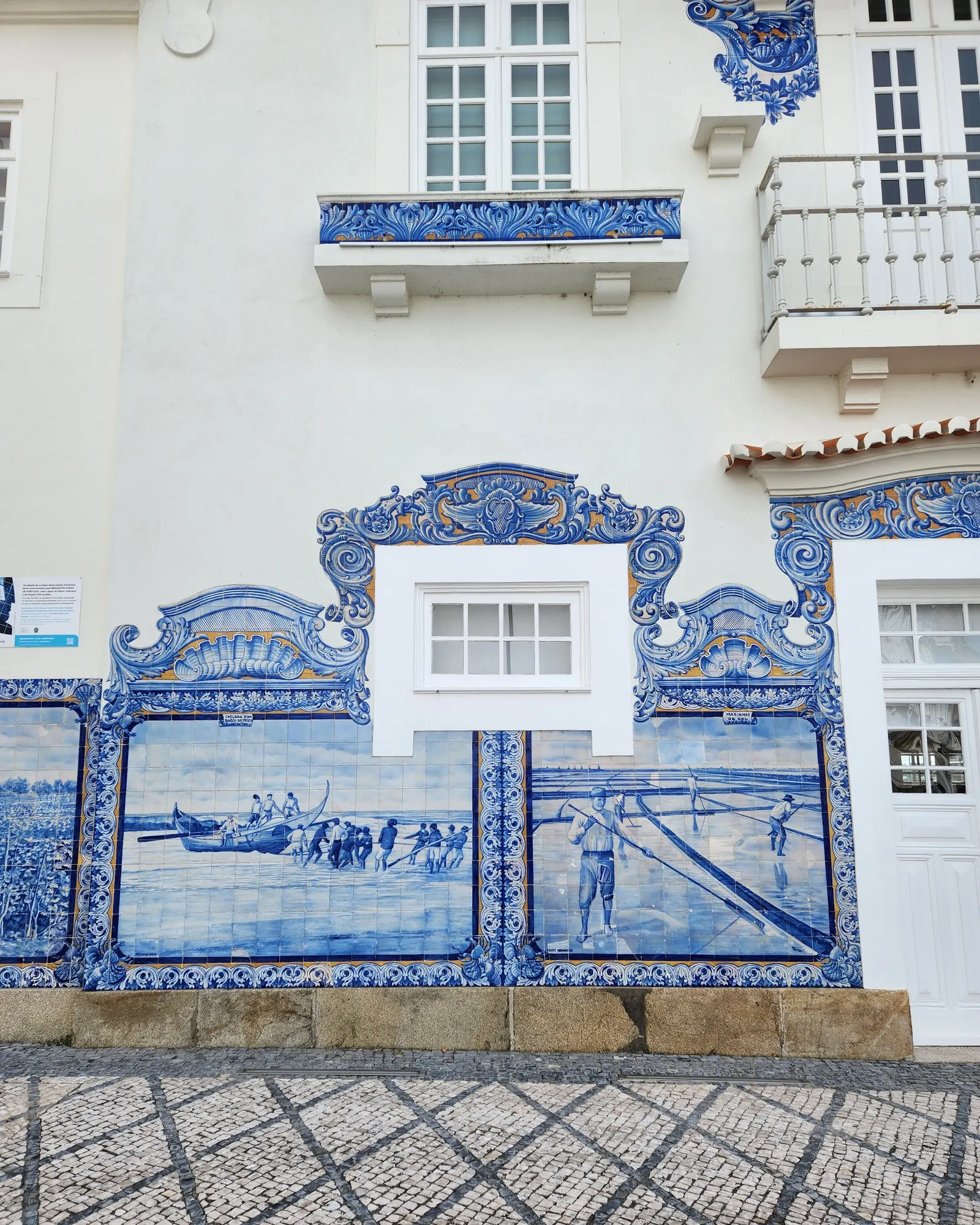 Blue and white azulejo facade in Aveiro